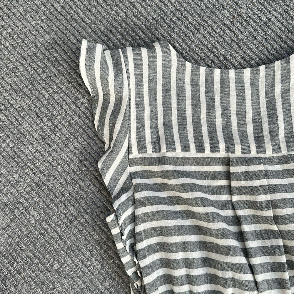 Hem & Thread V Neck Striped Flutter Cap Sleeve Dr… - image 3